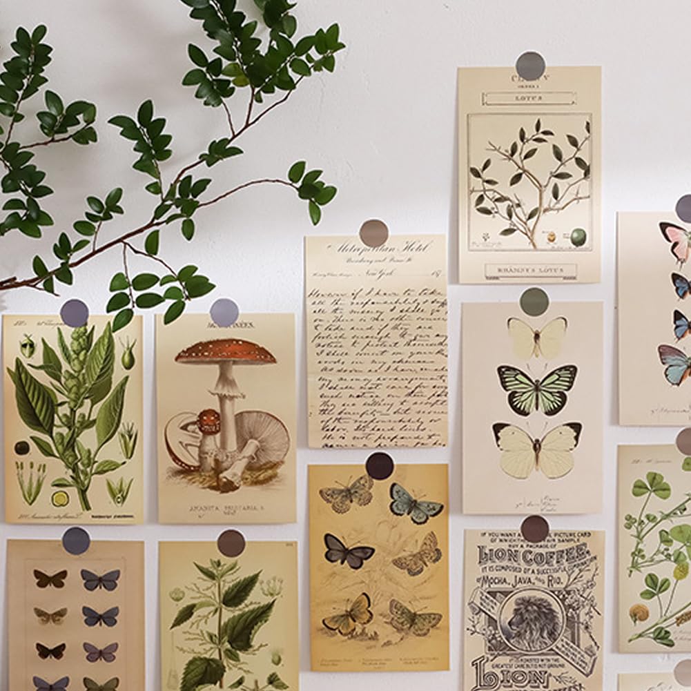 HOSTEESSCHOICE Vintage Collection Postcard Set Retro Style 30 PCS 4x6 in Botanical Butterfly Flower Mushroom Nature Postcards