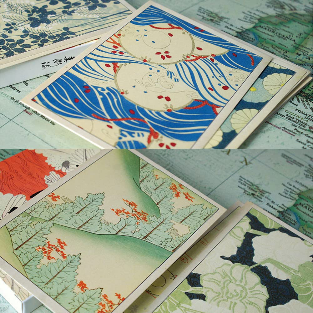 HOSTEESSCHOICE Vintage Art Postcards set of 30 Post card of Japanese Artist Korin Furuya Art Sea variety pack Famous Painting Scenery,4 x 6 Inches