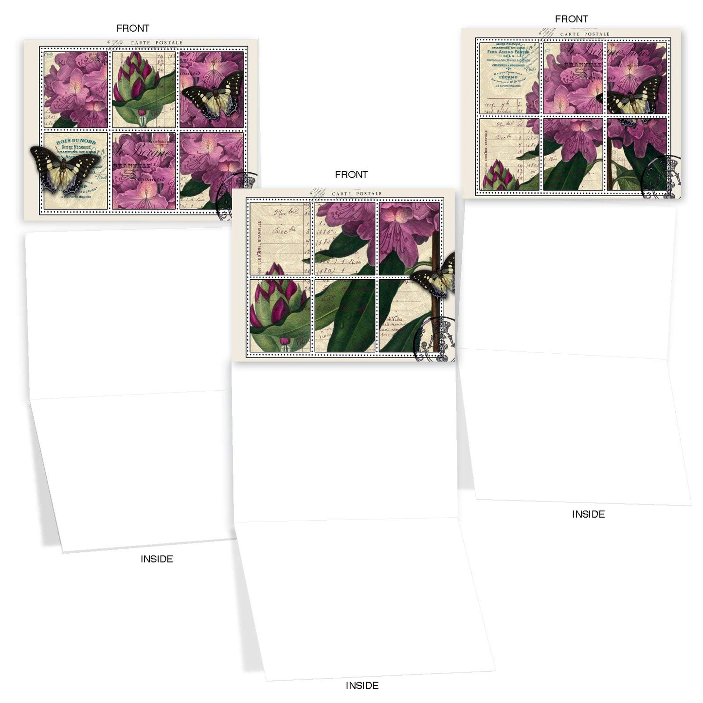 The Best Card Company - 10 Retro Blank Cards with Envelopes (4 x 5.12 Inch) - Artistic Boxed Assortment, Vintage Note Cards - Parisian Postcards M2355OCB