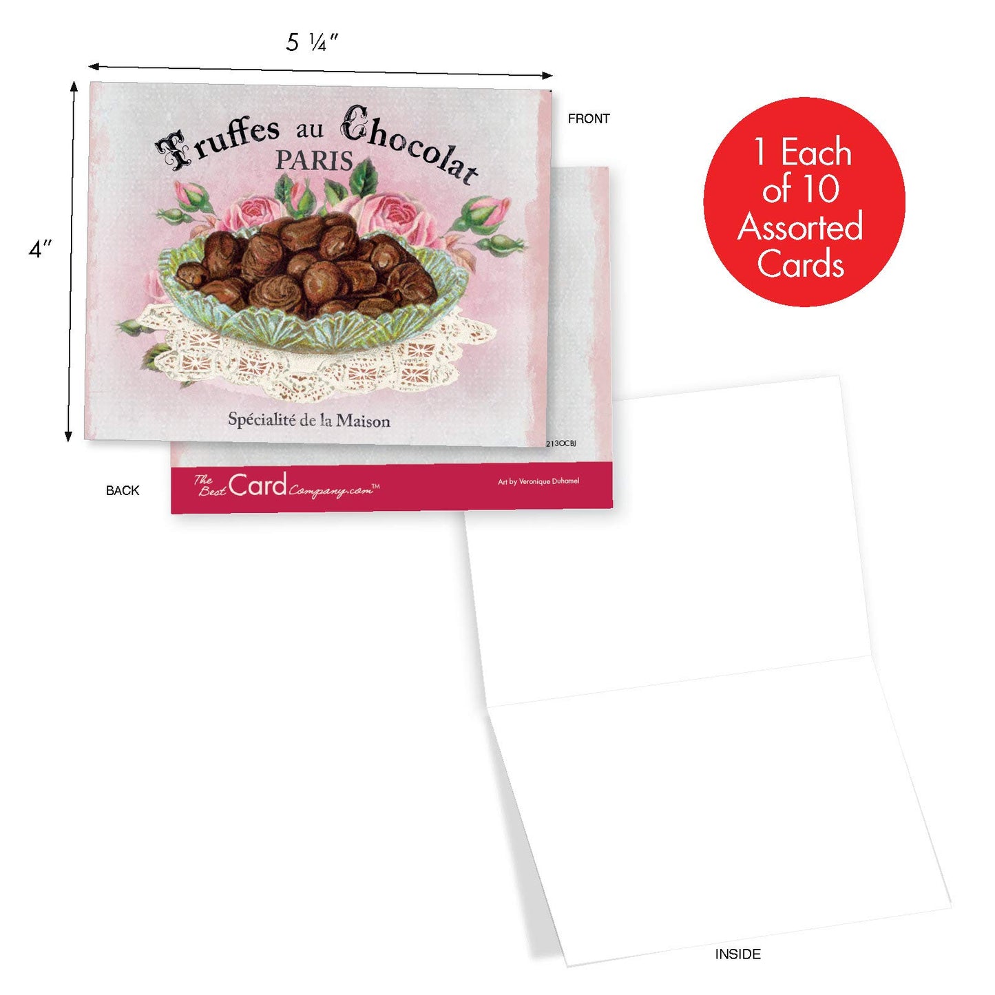 The Best Card Company - 10 Retro Blank Cards with Envelopes (4 x 5.12 Inch) - Artistic Boxed Assortment, Vintage Note Cards - Parisian Postcards M2355OCB
