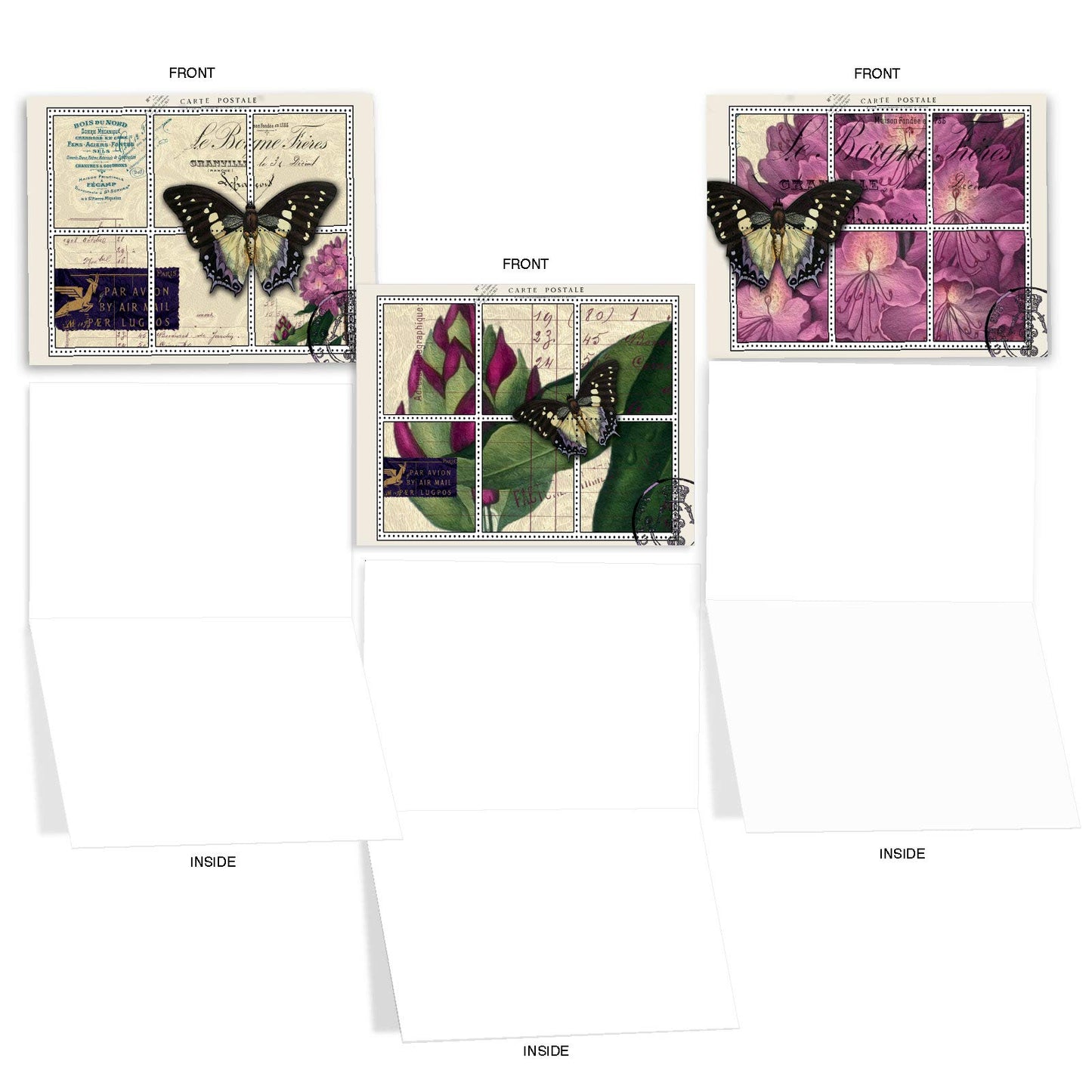 The Best Card Company - 10 Retro Blank Cards with Envelopes (4 x 5.12 Inch) - Artistic Boxed Assortment, Vintage Note Cards - Parisian Postcards M2355OCB