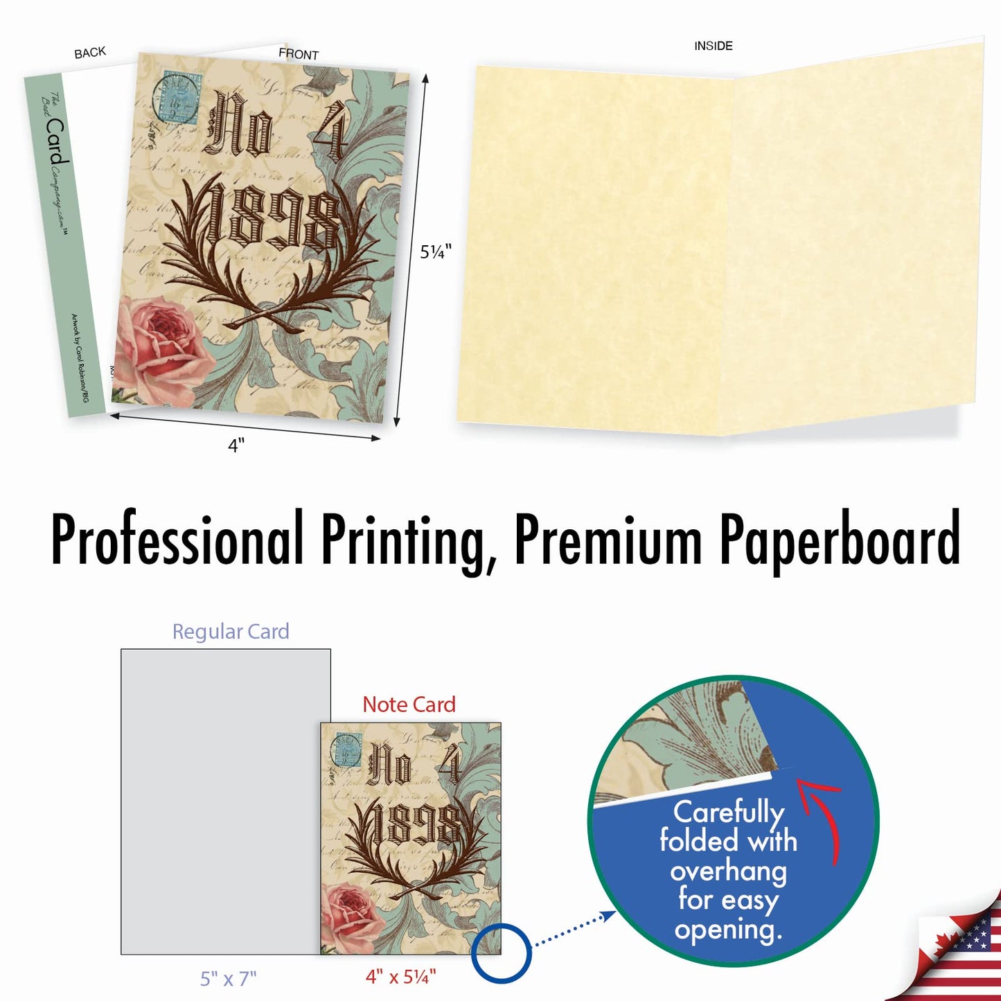 The Best Card Company - 10 Retro Blank Cards with Envelopes (4 x 5.12 Inch) - Artistic Boxed Assortment, Vintage Note Cards - Parisian Postcards M2355OCB