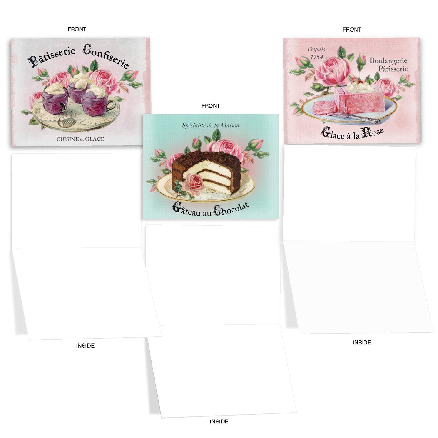 The Best Card Company - 10 Retro Blank Cards with Envelopes (4 x 5.12 Inch) - Artistic Boxed Assortment, Vintage Note Cards - Parisian Postcards M2355OCB