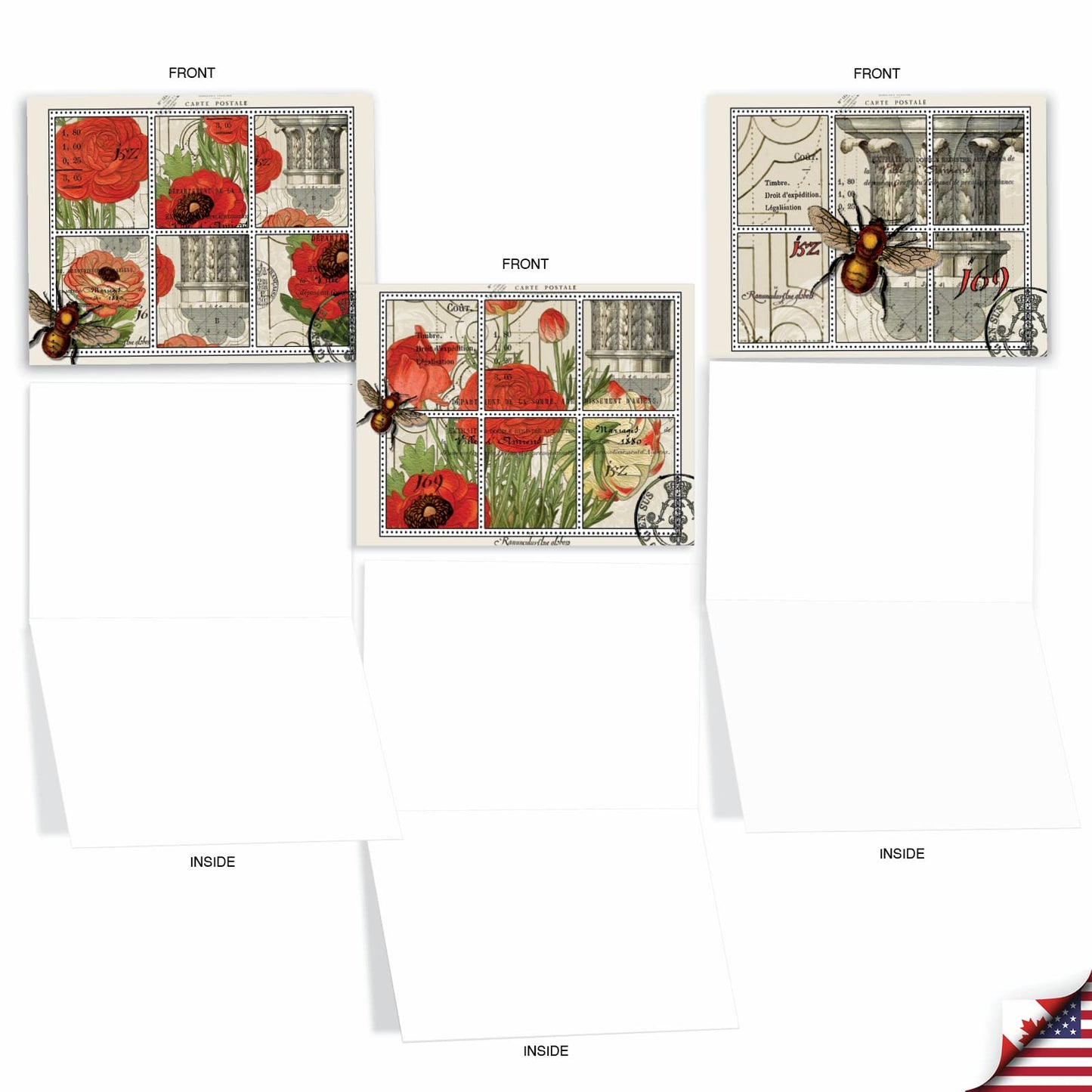 The Best Card Company - 10 Retro Blank Cards with Envelopes (4 x 5.12 Inch) - Artistic Boxed Assortment, Vintage Note Cards - Parisian Postcards M2355OCB