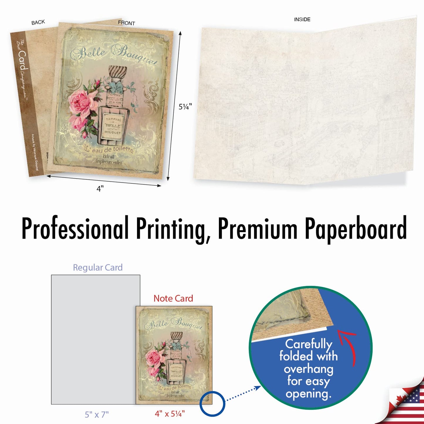 The Best Card Company - 10 Retro Blank Cards with Envelopes (4 x 5.12 Inch) - Artistic Boxed Assortment, Vintage Note Cards - Parisian Postcards M2355OCB