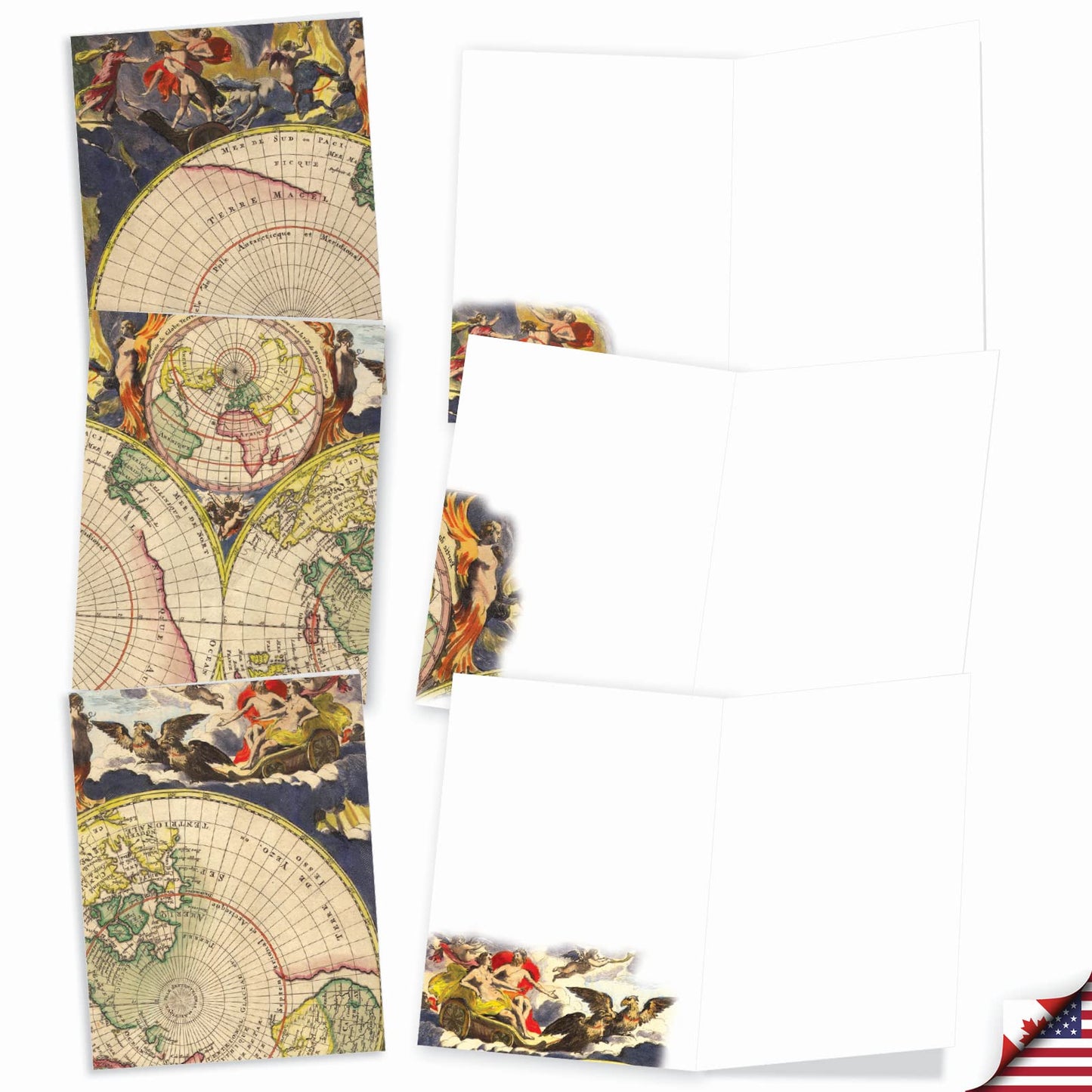 The Best Card Company - 10 Retro Blank Cards with Envelopes (4 x 5.12 Inch) - Artistic Boxed Assortment, Vintage Note Cards - Parisian Postcards M2355OCB