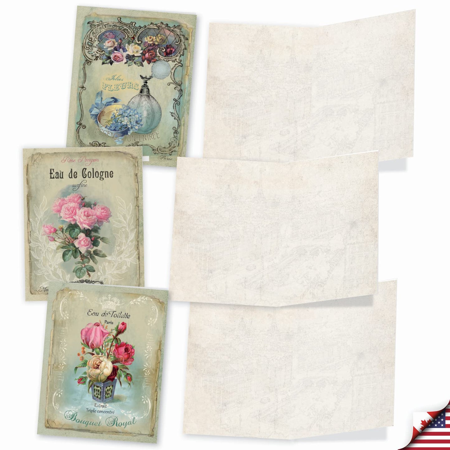 The Best Card Company - 10 Retro Blank Cards with Envelopes (4 x 5.12 Inch) - Artistic Boxed Assortment, Vintage Note Cards - Parisian Postcards M2355OCB