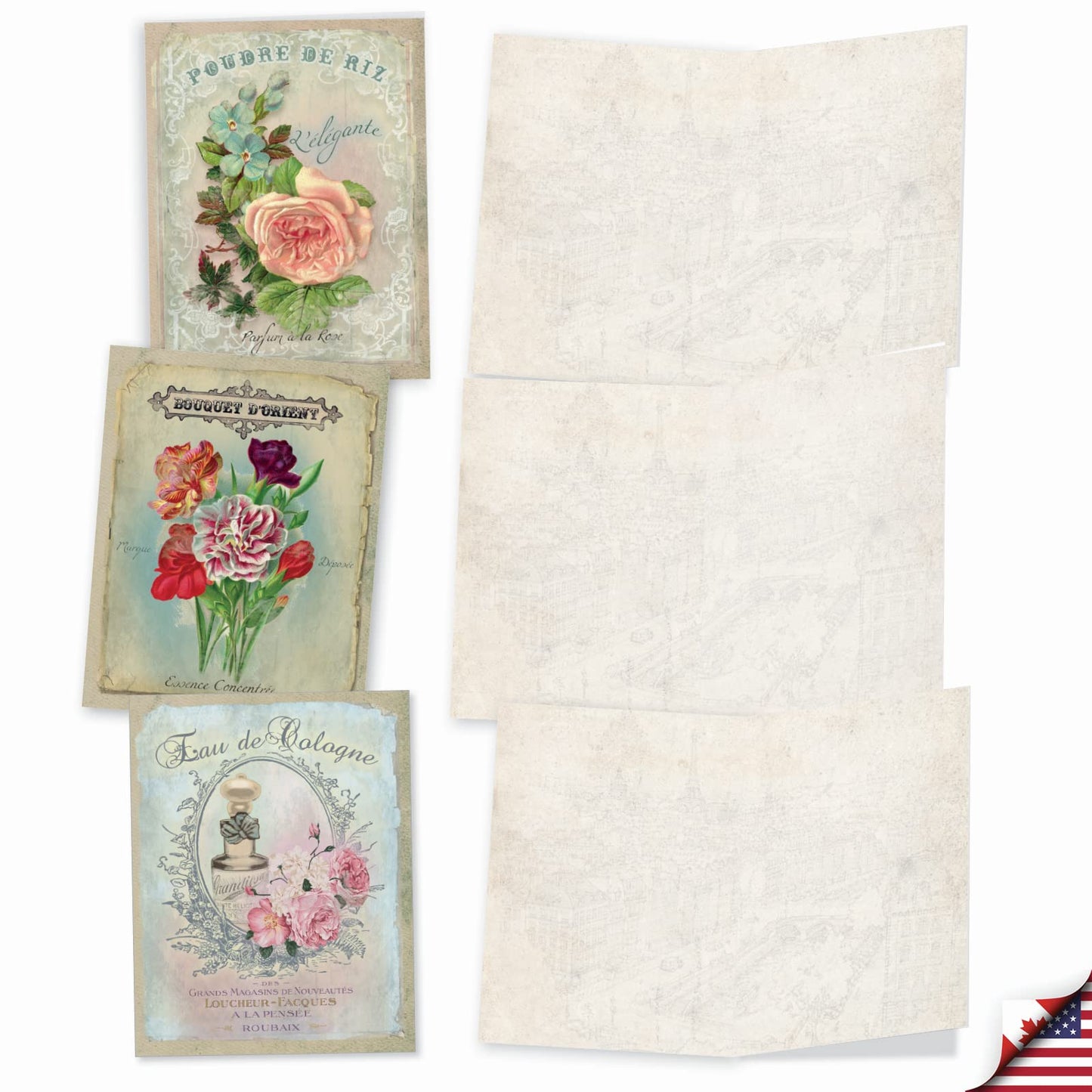 The Best Card Company - 10 Retro Blank Cards with Envelopes (4 x 5.12 Inch) - Artistic Boxed Assortment, Vintage Note Cards - Parisian Postcards M2355OCB