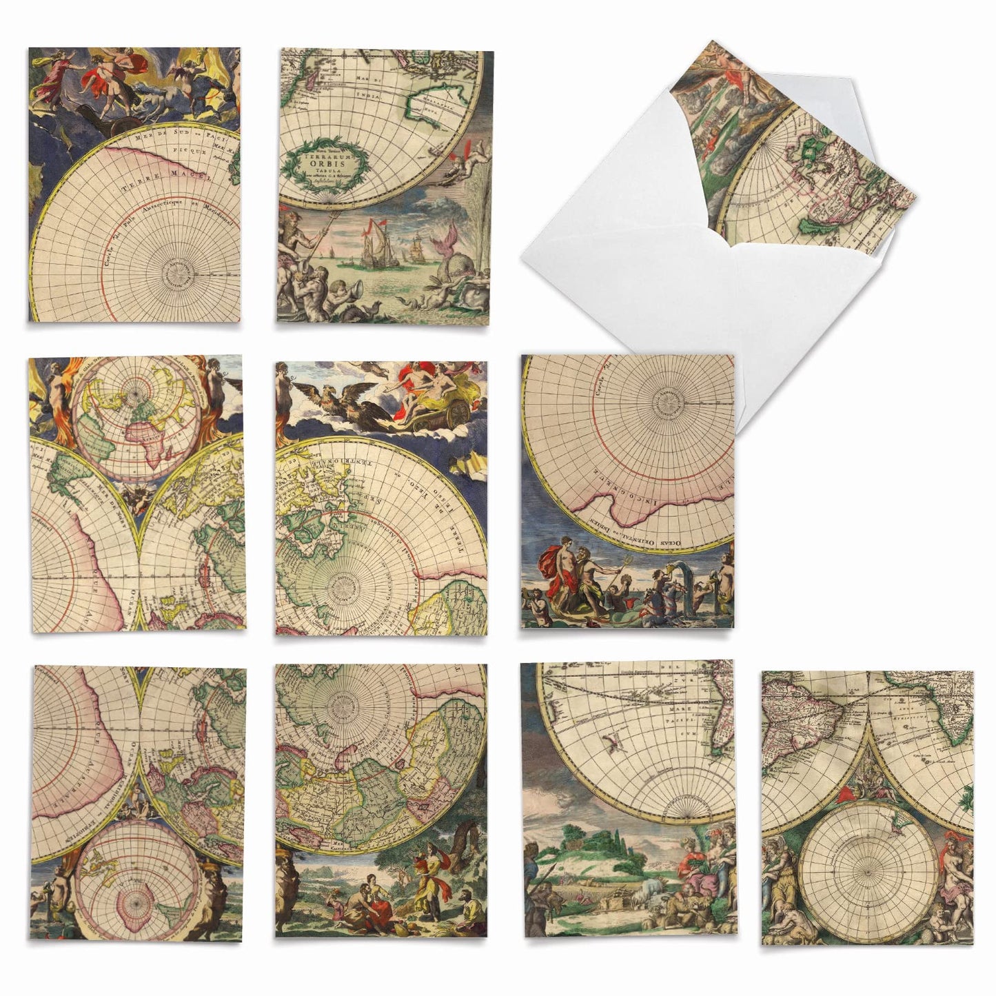 The Best Card Company - 10 Retro Blank Cards with Envelopes (4 x 5.12 Inch) - Artistic Boxed Assortment, Vintage Note Cards - Parisian Postcards M2355OCB