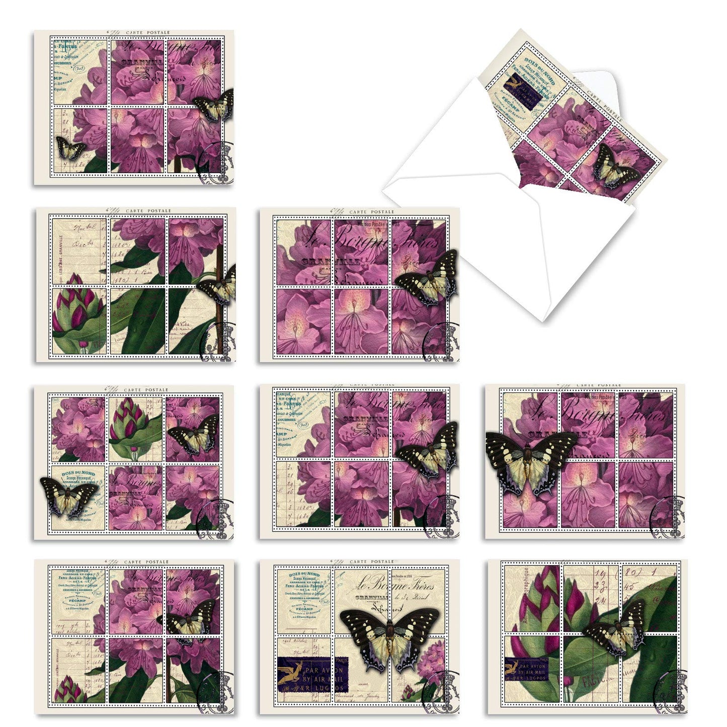 The Best Card Company - 10 Retro Blank Cards with Envelopes (4 x 5.12 Inch) - Artistic Boxed Assortment, Vintage Note Cards - Parisian Postcards M2355OCB