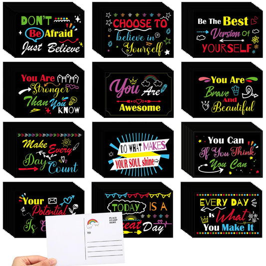 Kosiz 120 Pcs Inspiration Cards 4 x 6 Inch Postcards Assorted Greeting Cards Blank Note Cards for Teacher Employee, 12 Styles