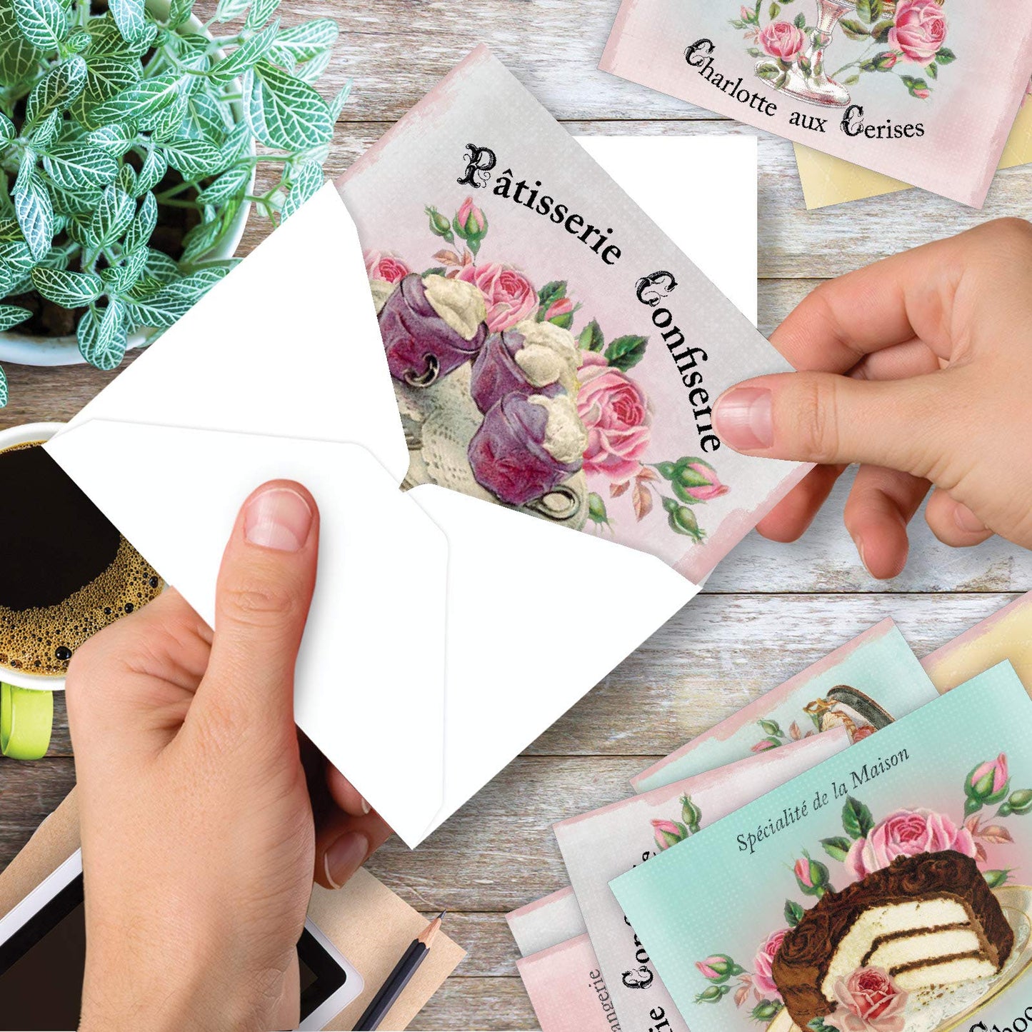 The Best Card Company - 10 Retro Blank Cards with Envelopes (4 x 5.12 Inch) - Artistic Boxed Assortment, Vintage Note Cards - Parisian Postcards M2355OCB