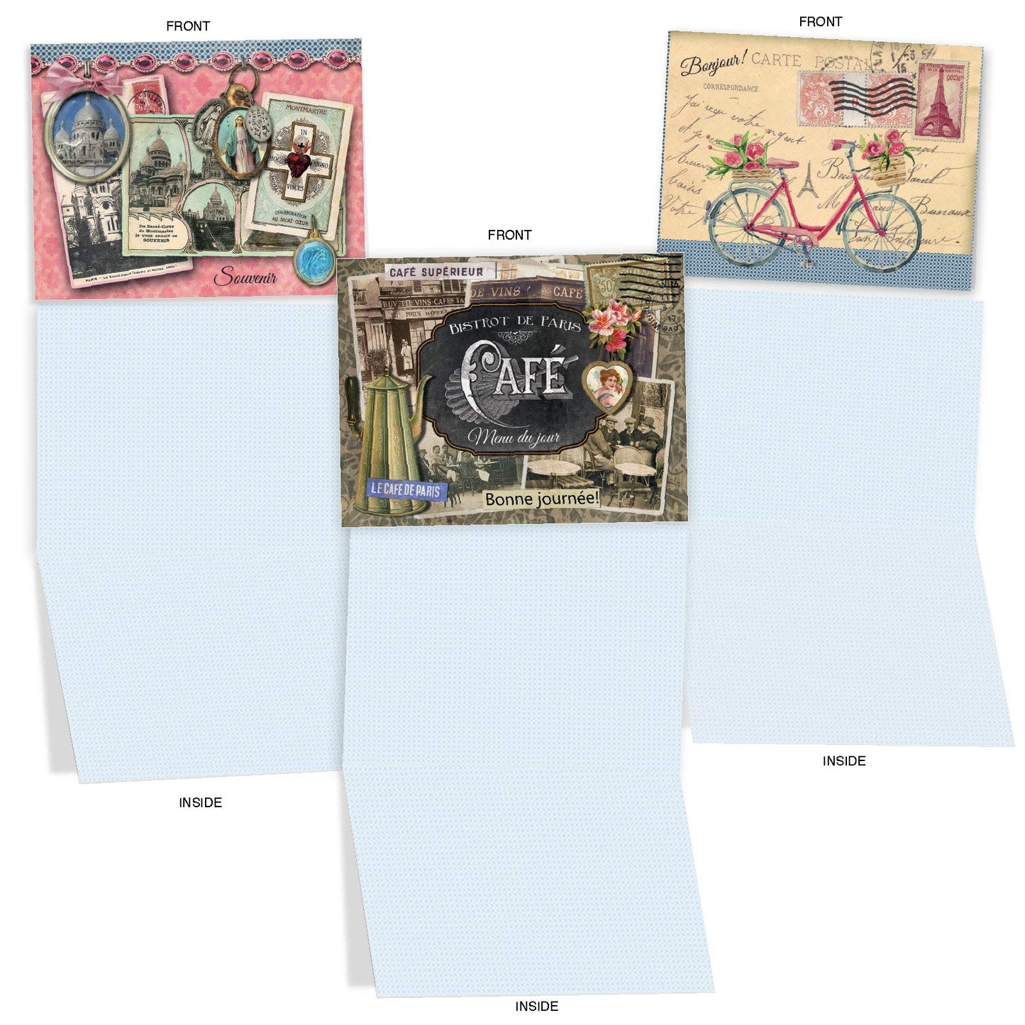 The Best Card Company - 10 Retro Blank Cards with Envelopes (4 x 5.12 Inch) - Artistic Boxed Assortment, Vintage Note Cards - Parisian Postcards M2355OCB